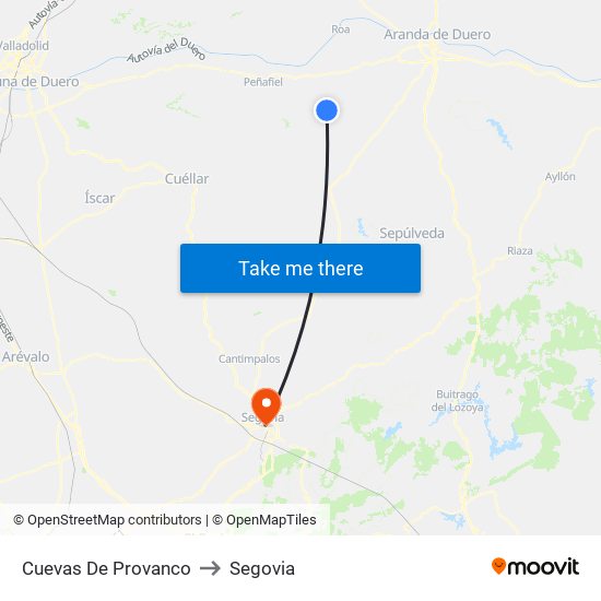 Cuevas De Provanco to Segovia map