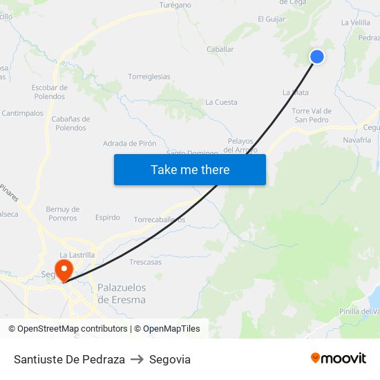 Santiuste De Pedraza to Segovia map