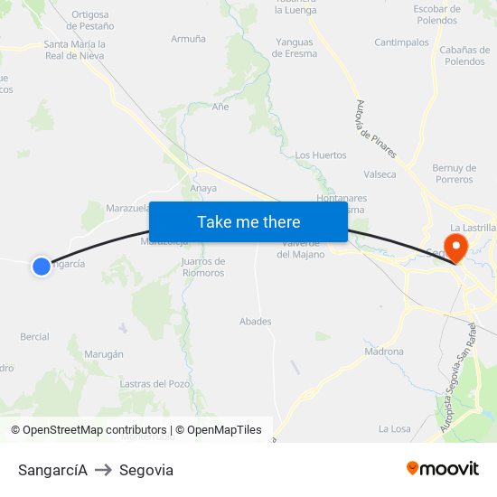 Sangarcí­A to Segovia map