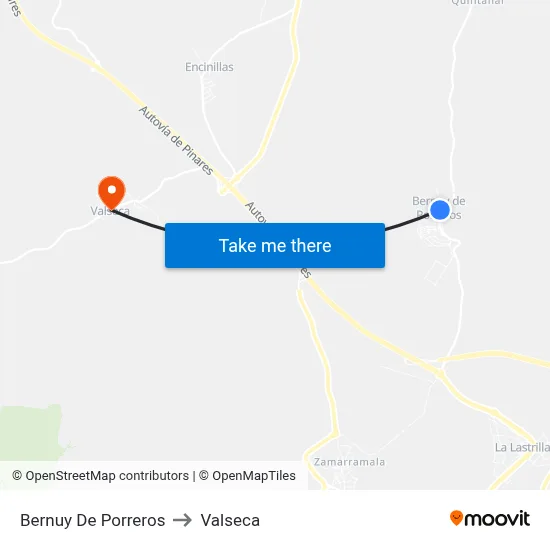 Bernuy De Porreros to Valseca map