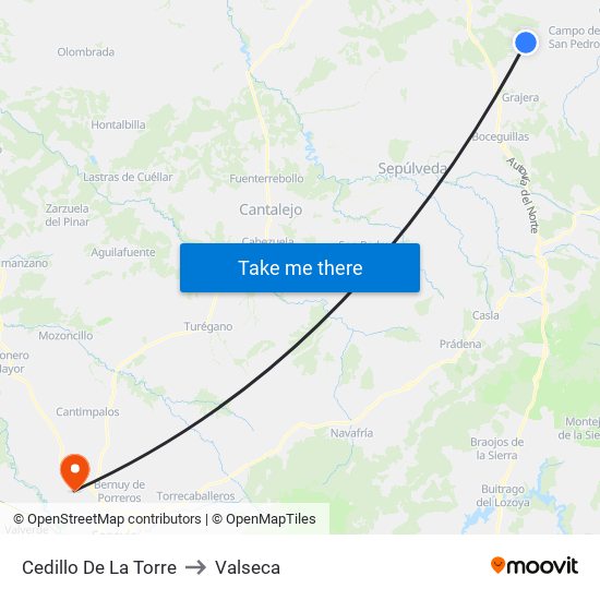 Cedillo De La Torre to Valseca map