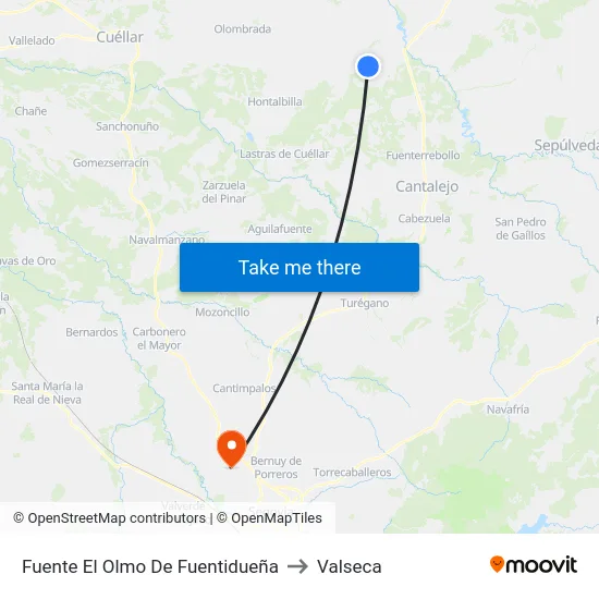 Fuente El Olmo De Fuentidueña to Valseca map