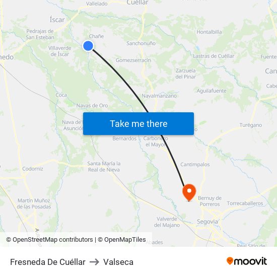 Fresneda De Cuéllar to Valseca map