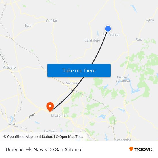 Urueñas to Navas De San Antonio map