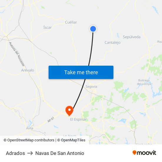 Adrados to Navas De San Antonio map