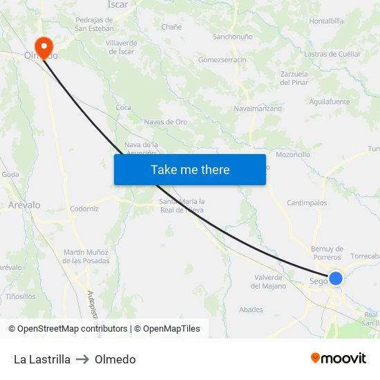 La Lastrilla to Olmedo map