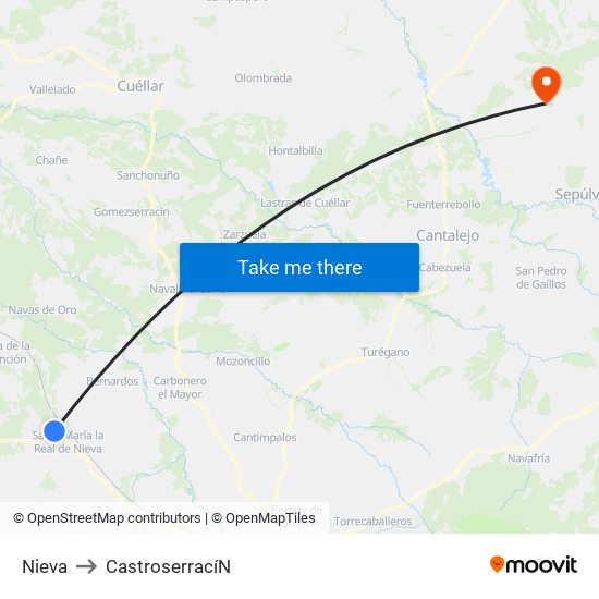 Nieva to Castroserrací­N map