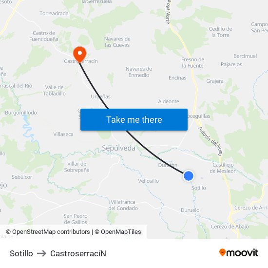 Sotillo to Castroserrací­N map