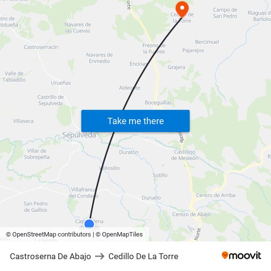 Castroserna De Abajo to Cedillo De La Torre map