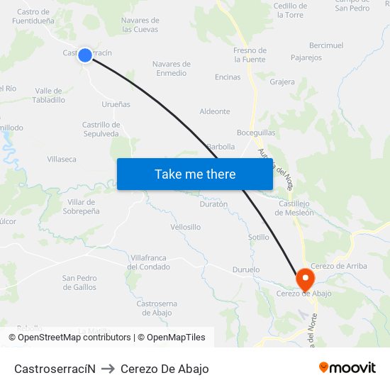 Castroserrací­N to Cerezo De Abajo map