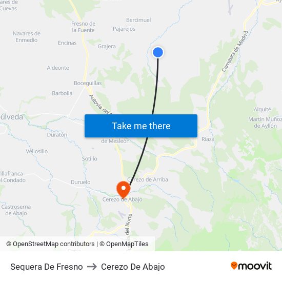 Sequera De Fresno to Cerezo De Abajo map