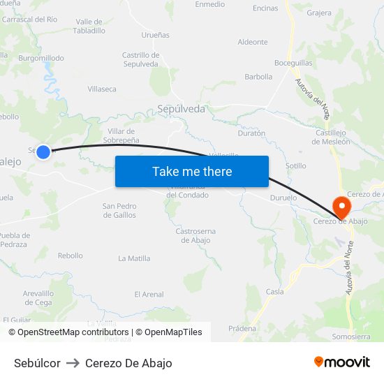 Sebúlcor to Cerezo De Abajo map