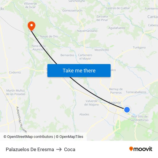 Palazuelos De Eresma to Coca map