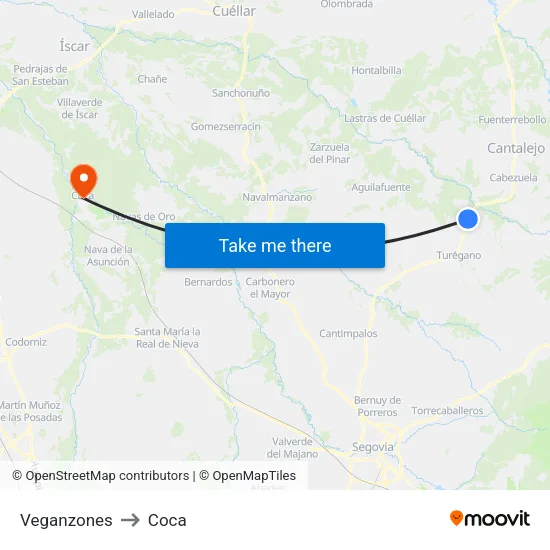 Veganzones to Coca map
