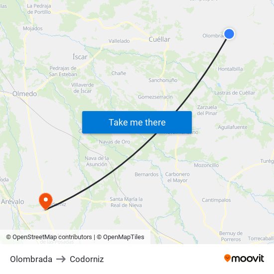 Olombrada to Codorniz map