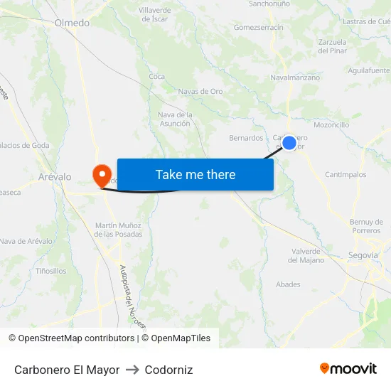 Carbonero El Mayor to Codorniz map
