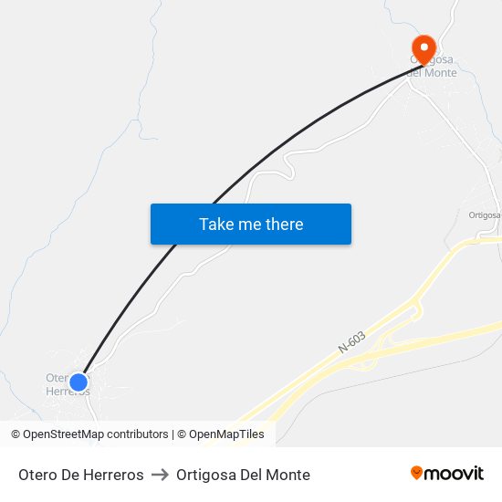 Otero De Herreros to Ortigosa Del Monte map