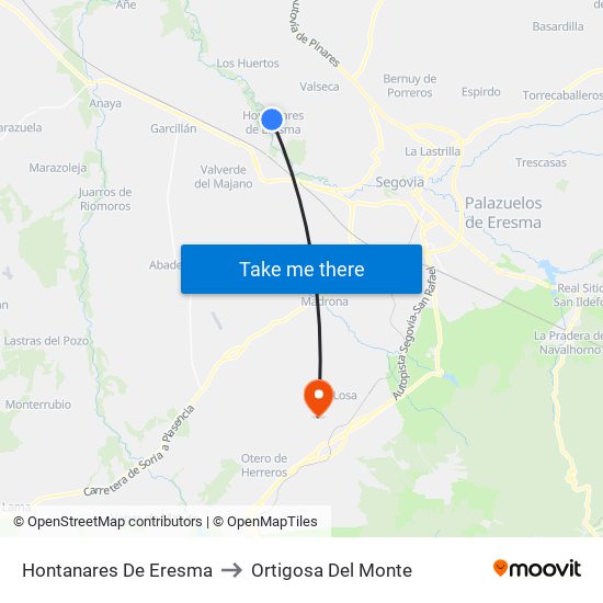 Hontanares De Eresma to Ortigosa Del Monte map