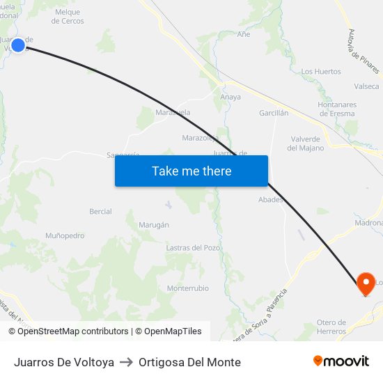 Juarros De Voltoya to Ortigosa Del Monte map