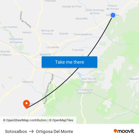 Sotosalbos to Ortigosa Del Monte map