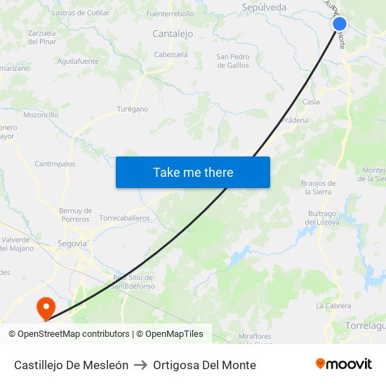 Castillejo De Mesleón to Ortigosa Del Monte map
