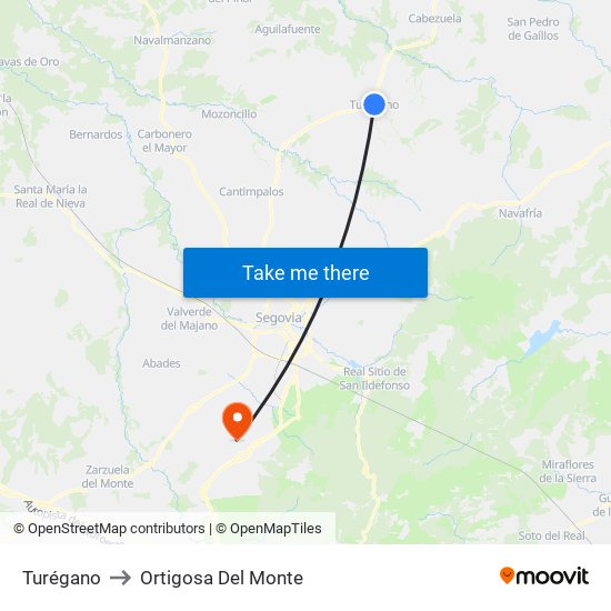 Turégano to Ortigosa Del Monte map