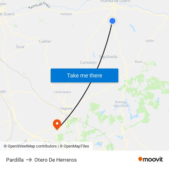 Pardilla to Otero De Herreros map