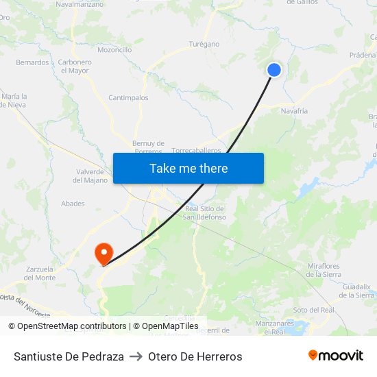 Santiuste De Pedraza to Otero De Herreros map