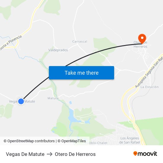 Vegas De Matute to Otero De Herreros map