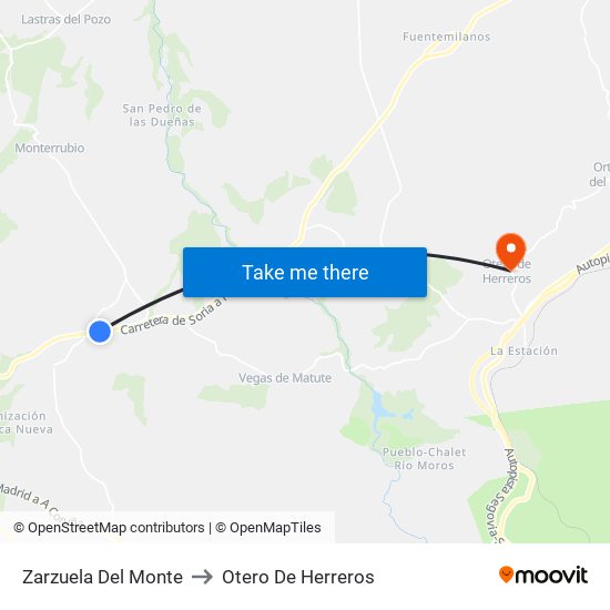 Zarzuela Del Monte to Otero De Herreros map