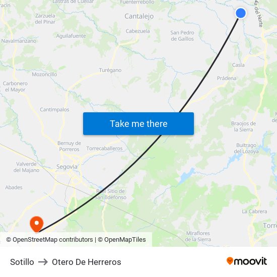 Sotillo to Otero De Herreros map