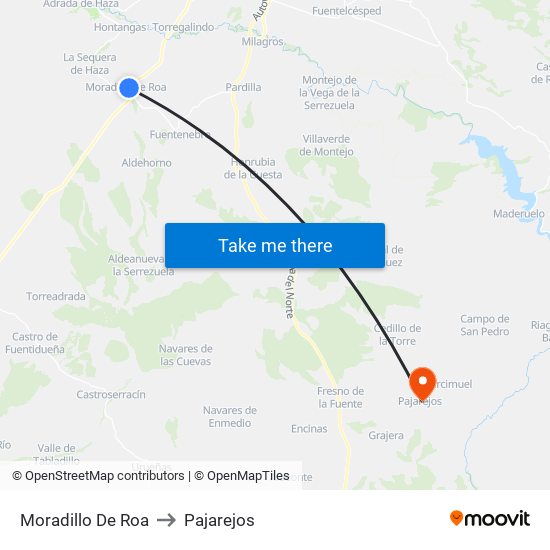 Moradillo De Roa to Pajarejos map