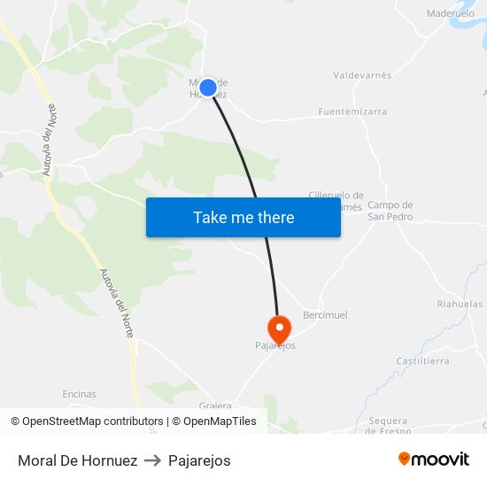 Moral De Hornuez to Pajarejos map
