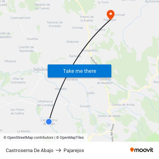 Castroserna De Abajo to Pajarejos map