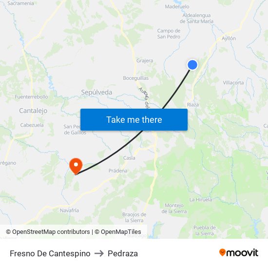 Fresno De Cantespino to Pedraza map