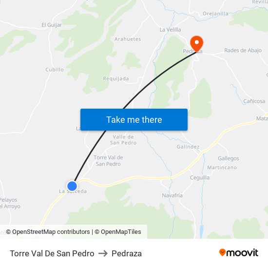 Torre Val De San Pedro to Pedraza map