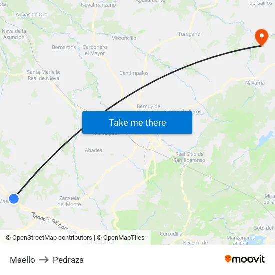 Maello to Pedraza map