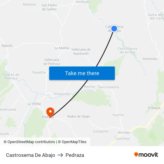 Castroserna De Abajo to Pedraza map