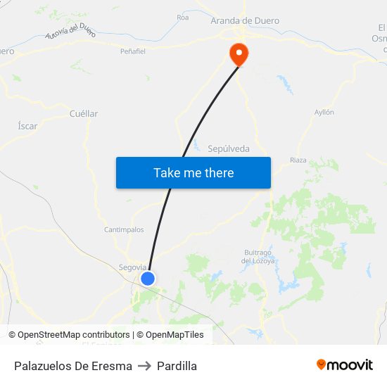 Palazuelos De Eresma to Pardilla map