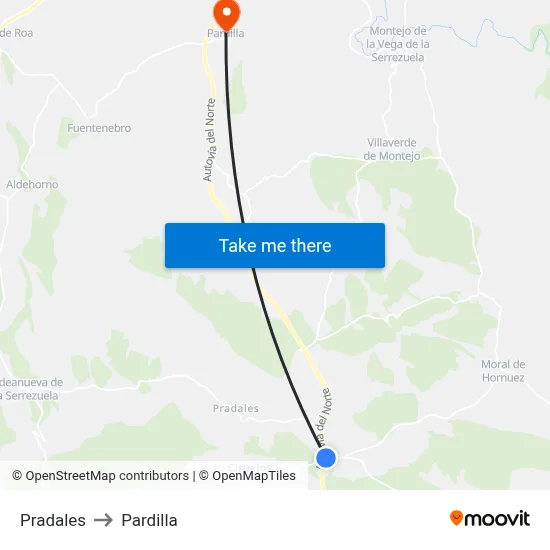 Pradales to Pardilla map