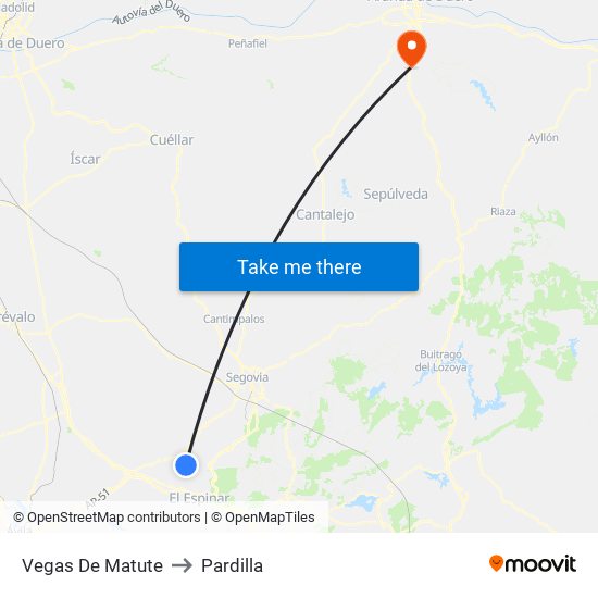 Vegas De Matute to Pardilla map