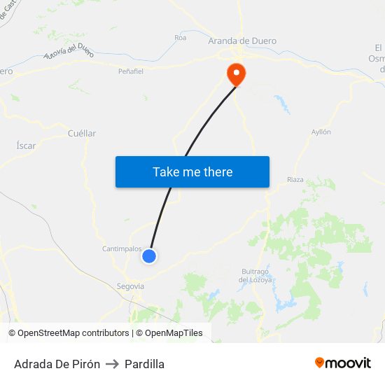 Adrada De Pirón to Pardilla map