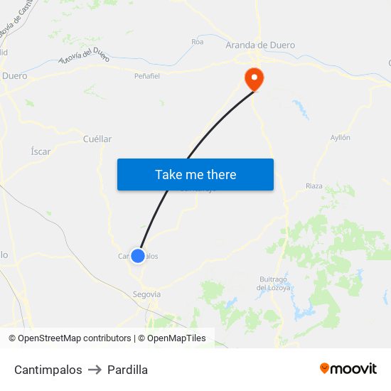 Cantimpalos to Pardilla map