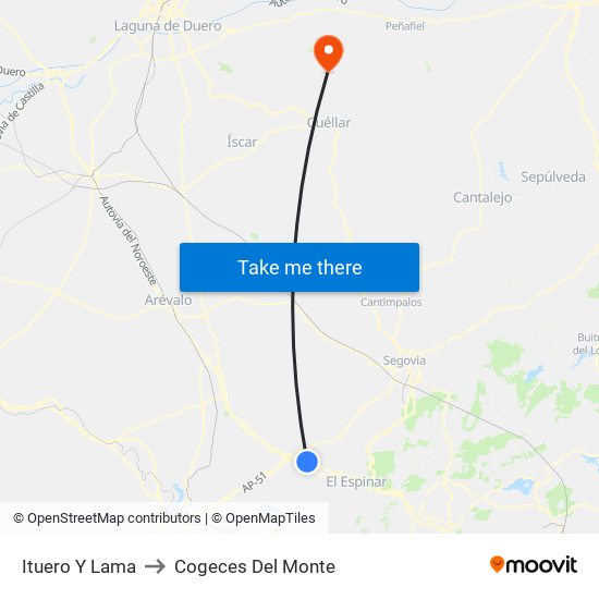 Ituero Y Lama to Cogeces Del Monte map