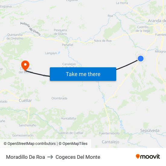 Moradillo De Roa to Cogeces Del Monte map