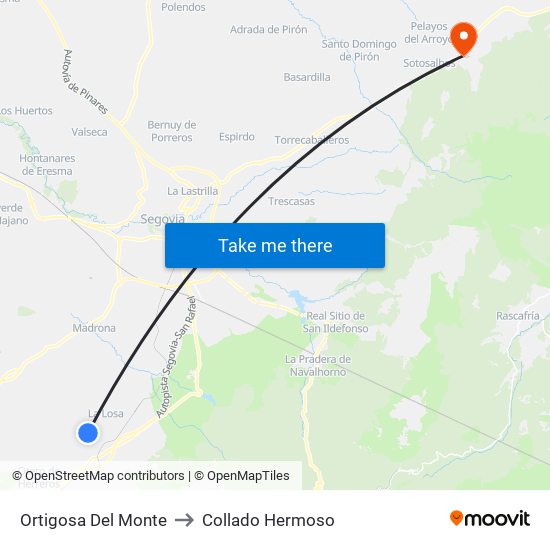 Ortigosa Del Monte to Collado Hermoso map