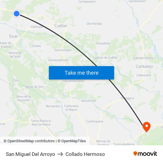 San Miguel Del Arroyo to Collado Hermoso map