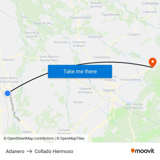 Adanero to Collado Hermoso map