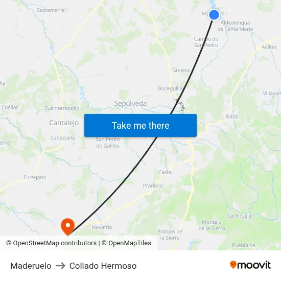Maderuelo to Collado Hermoso map