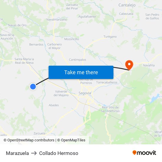 Marazuela to Collado Hermoso map